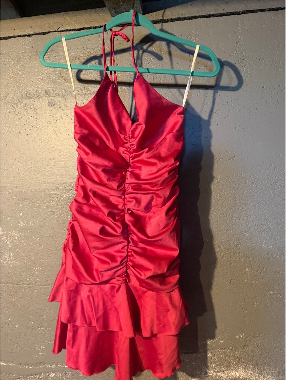 Royalty Red Satin Ruched Ruffle Dress Size 3